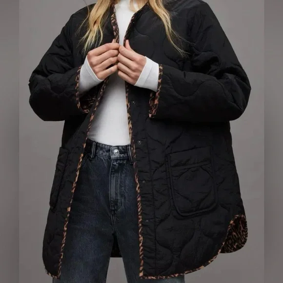 All Saints • Phyllis Reversible Leopard Print Jacket - Picture 1 of 7